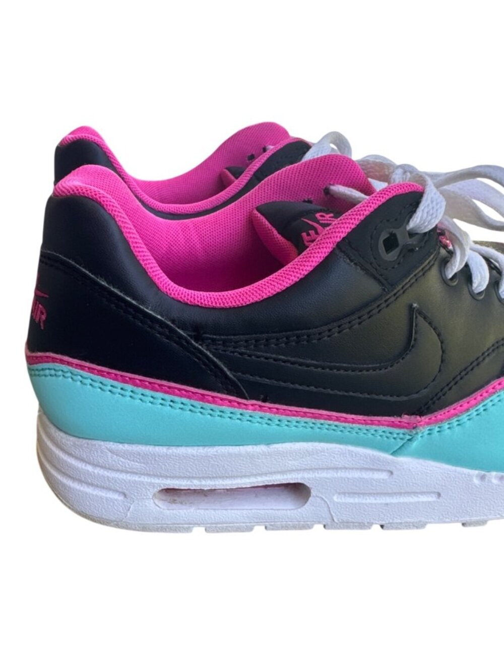 Nike Air Max 1 BV0052-001 Black Pink Aqua Athletic Sneakers Youth 7Y - Picture 6 of 14